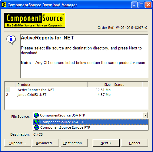 ComponentSource Download Manager