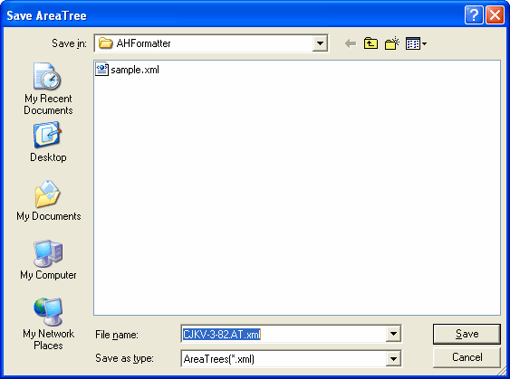 Save AreaTree Dialog