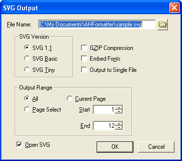 SVG Output Dialog