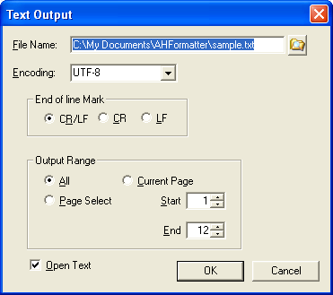 Text Output Dialog