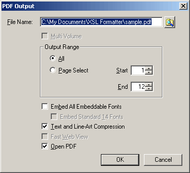 PDF Output Dialog
