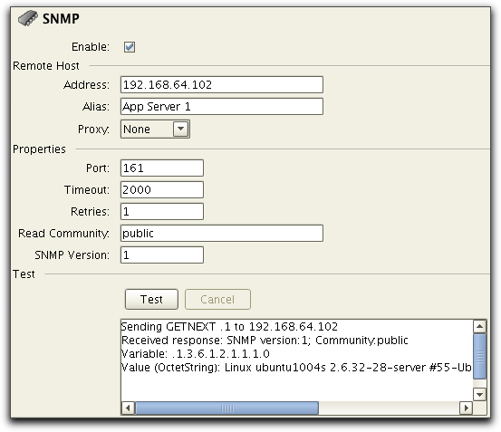 SNMP settings