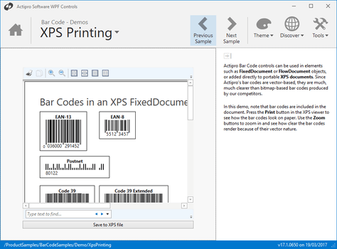 Actipro Bar Code for WPF（英語版）