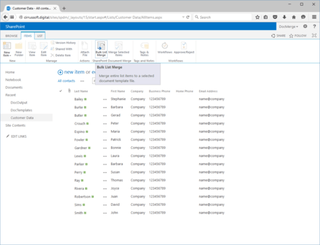 SharePoint Document Merge