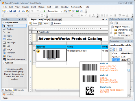neodynamic barcode professional for reporting services standard