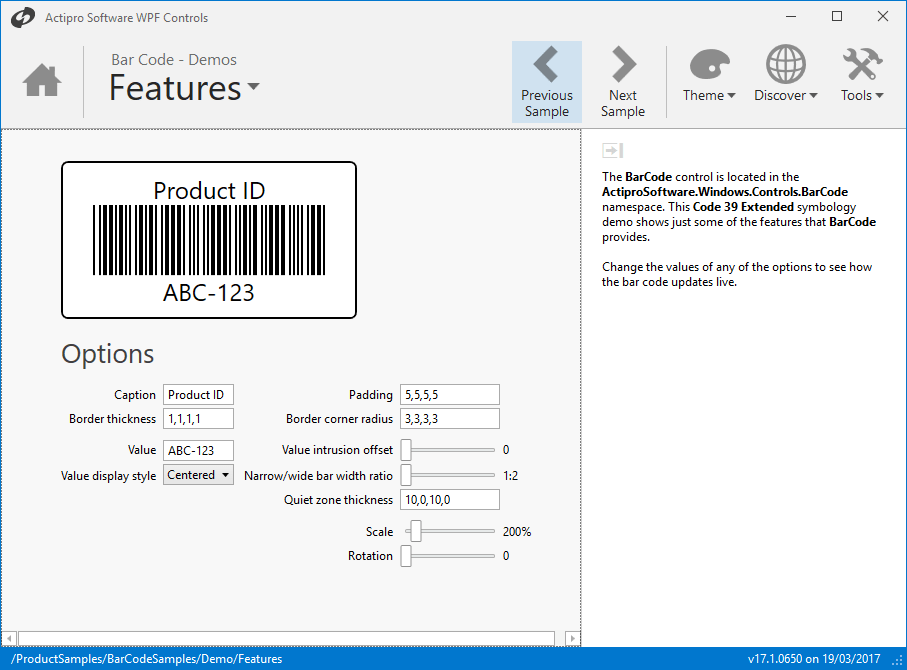 Actipro Bar Code for WPF