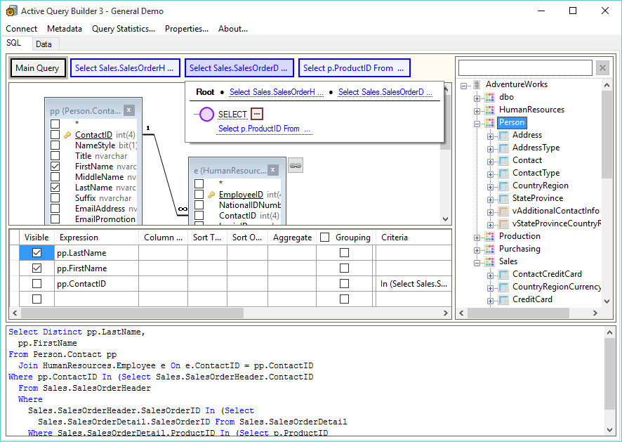 Active Query Builder for .NET WinForms