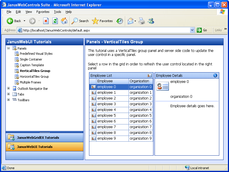 Janus web asp net server controls suite