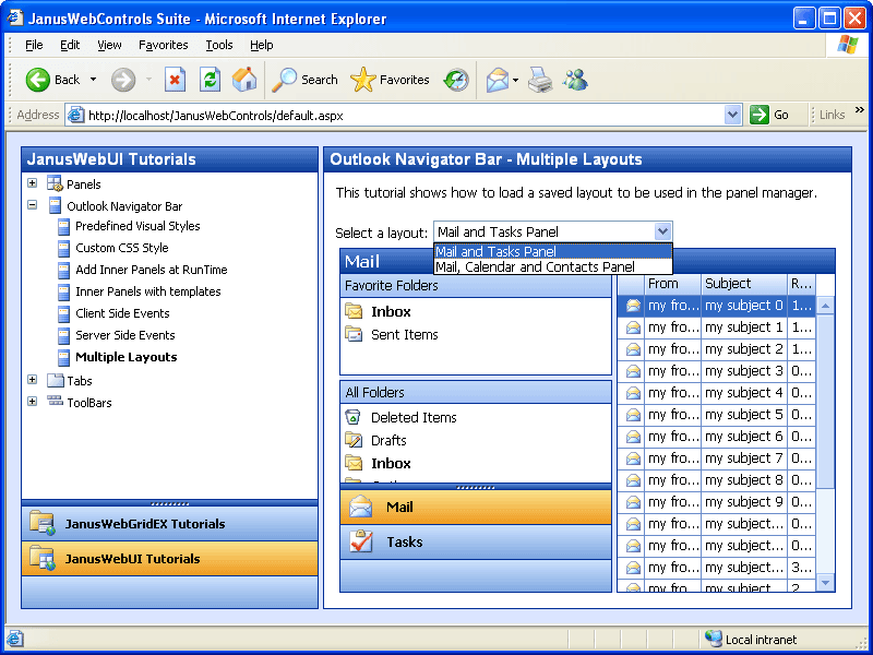 Janus web asp net server controls suite
