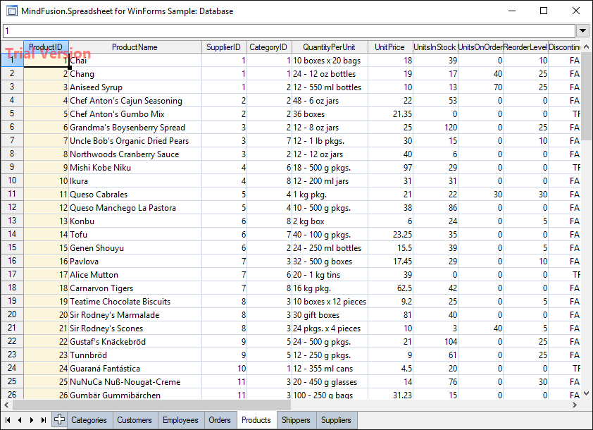 MindFusion.Spreadsheet for WinForms