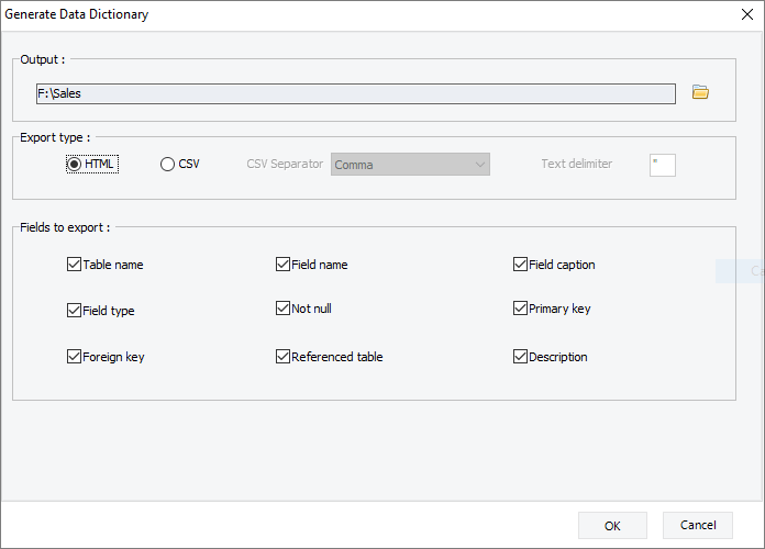 Generate a customizable data dictionary for your databases
