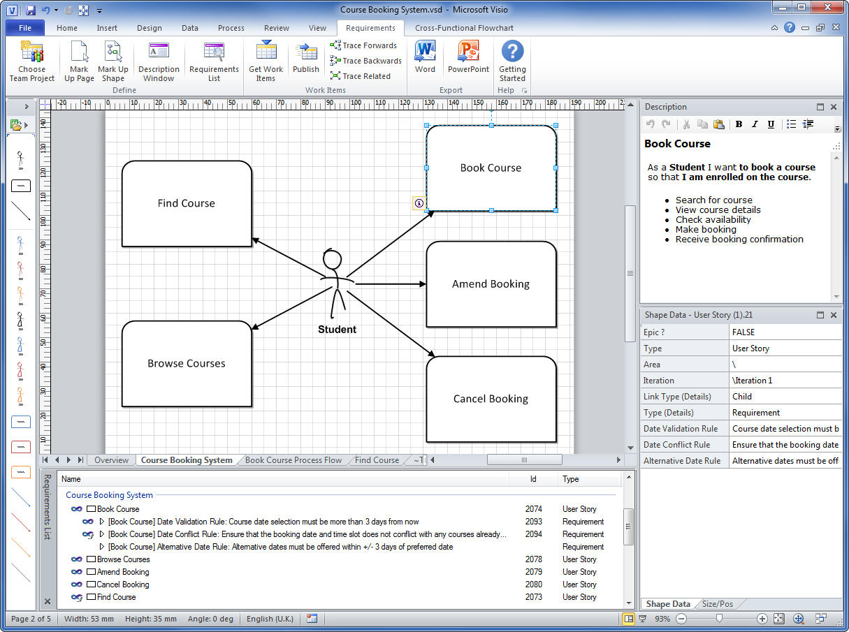 Define requirements with Visio for TFS.