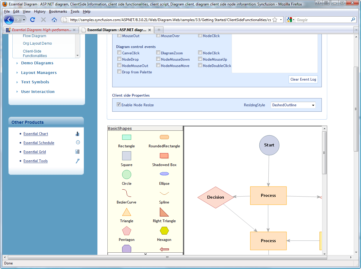 Syncfusion Essential Diagram for ASP.NET