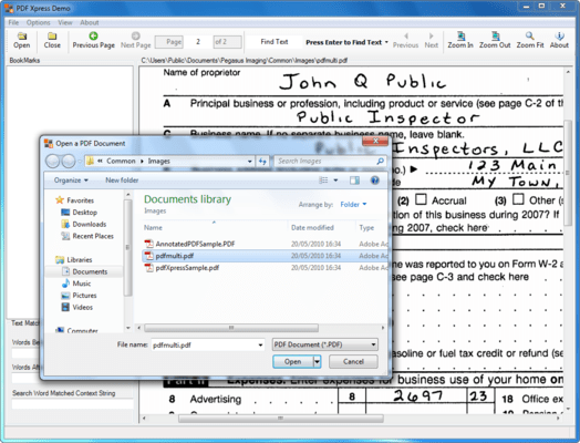 Captura de tela do PDFXpress .NET Reader Edition