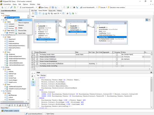 Screenshot of FlySpeed SQL Query