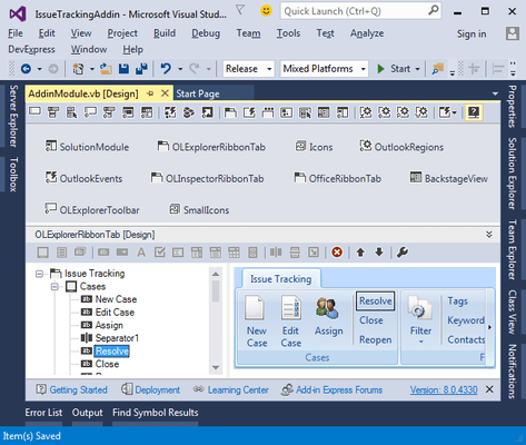 Screenshot von Add-in Express for Microsoft Office and .net