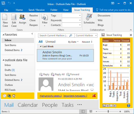 Screenshot of Add-in Express Regions for Microsoft Outlook and VSTO