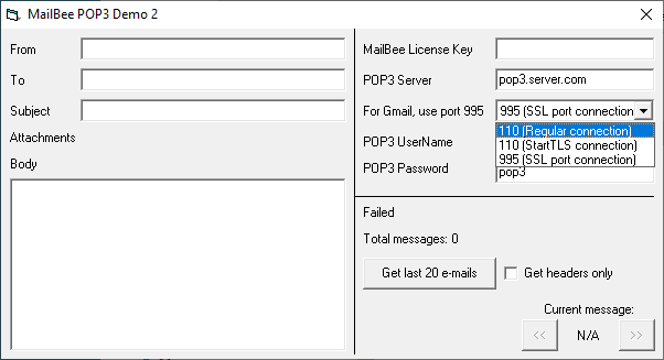 Screenshot of MailBee Objects POP3