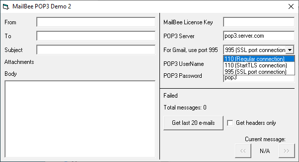 MailBee Objects POP3 屏幕截图