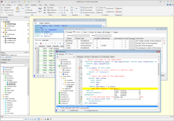 Captura de pantalla de PL/SQL Developer