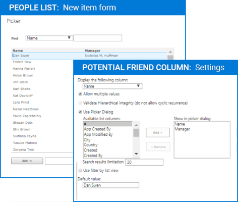 Screenshot of Parent Selector Column