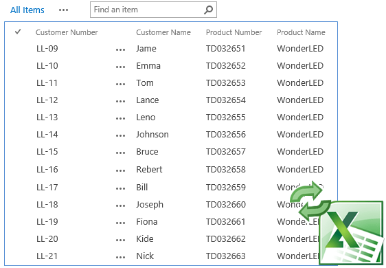 Capture d'écran de SharePoint Excel Import