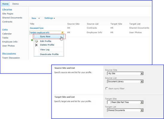 Screenshot of SharePoint List Sync