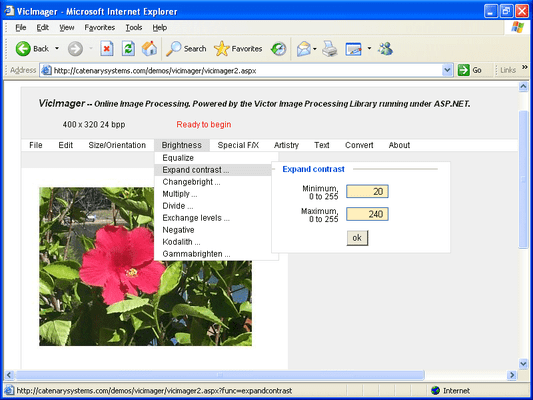 Captura de tela do Victor Image Processing Library