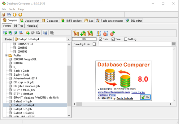 Schermata di Database Comparer Tools