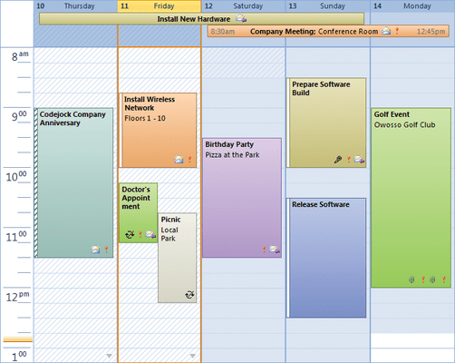 Screenshot of Codejock Calendar ActiveX