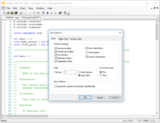 Schermata di Codejock Syntax Edit ActiveX