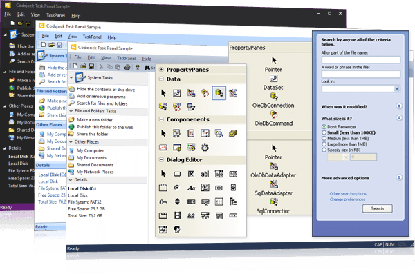 Screenshot of Codejock Task Panel Visual C++ MFC