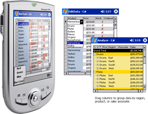 ComponentOne FlexGrid for Mobile Devices（英語版） のスクリーンショット