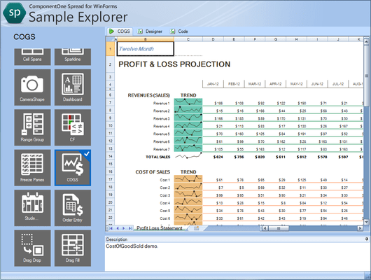 Screenshot of Spread for WinForms