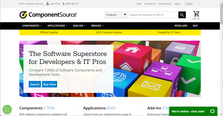 Captura de tela do ComponentSource Test Product