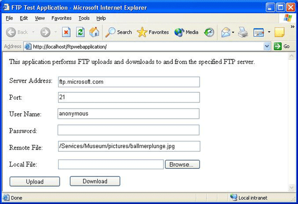 Screenshot of ComponentSpace FTP Component