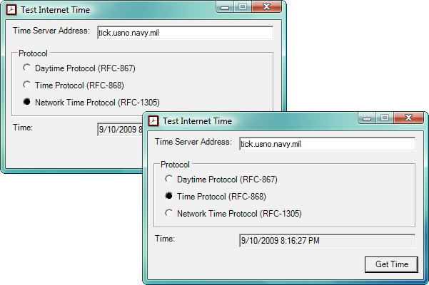 ComponentSpace Internet Time (NTP) Component 스크린샷