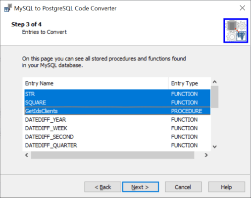 Screenshot of MySQL to PostgreSQL Code Converter