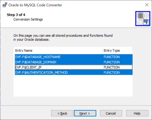 Captura de tela do Oracle to MySQL Code Converter