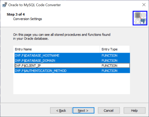 Schermata di Oracle to MySQL Code Converter