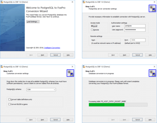 Screenshot of PostgreSQL Migration Toolkit