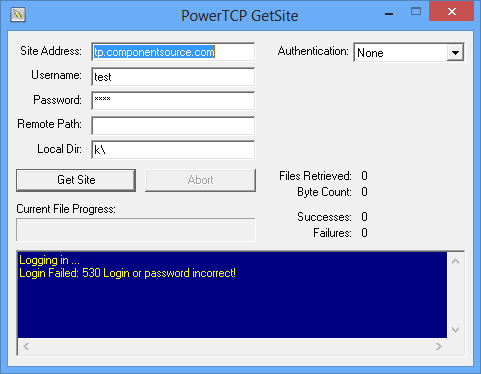 PowerTCP FTP for ActiveX 的螢幕截圖