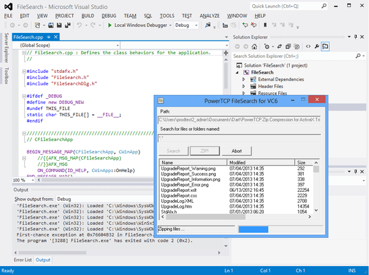 Screenshot of PowerTCP Zip Compression for ActiveX