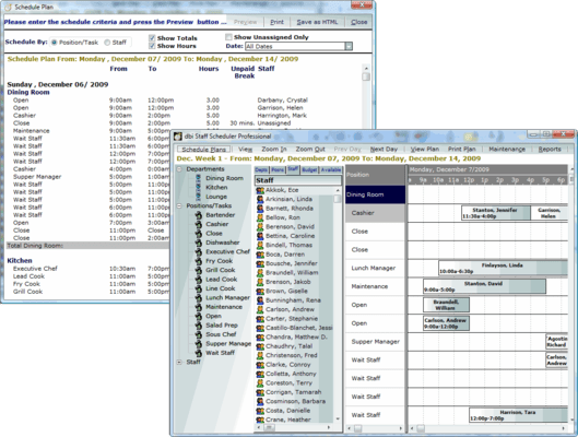 Screenshot of DBI Staff Scheduler Pro