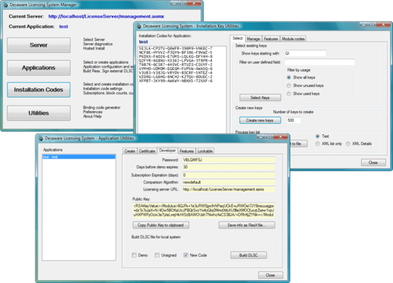 Screenshot of Desaware Licensing System