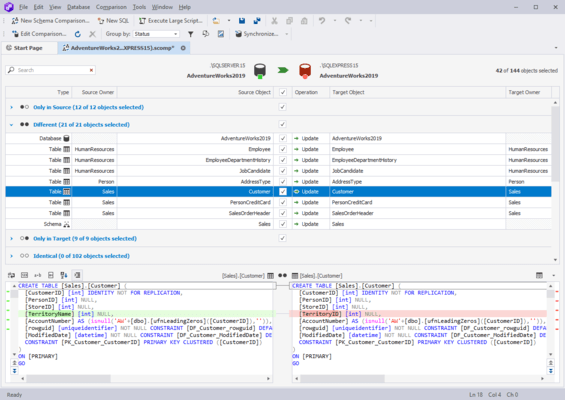 Screenshot of dbForge Compare Bundle for SQL Server