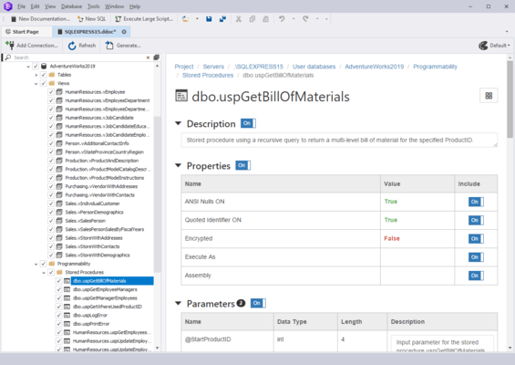 Screenshot of dbForge Documenter for SQL Server