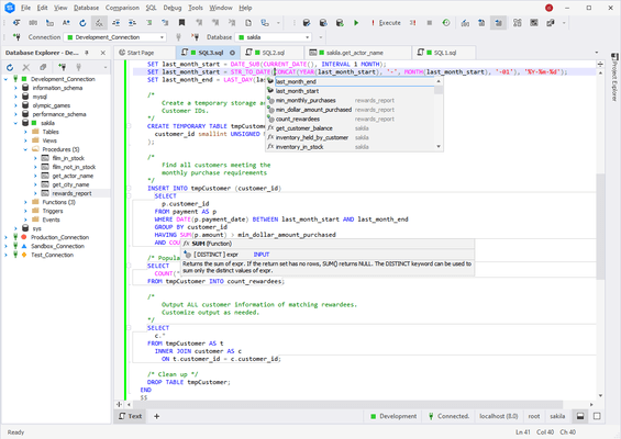 Screenshot von dbForge Studio for MySQL