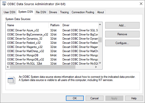 Devart ODBC Driver Universal Bundle 的螢幕截圖