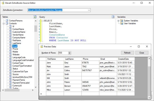 Devart SSIS Data Flow Components for Zoho Books Screenshots
